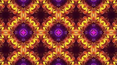 Renkli kaleydoskopik geometrik desenlerin soyut animasyonu. Kaleydoskopik arka plan tasarımı. Hipnotize edici bir geçmiş. 3 boyutlu görüntüleme. 4K canlandırması