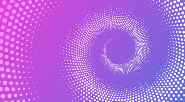 İnanılmaz yarım tonlu spiral etkisi. Soyut renkli noktalı daireler. Noktalar yuvarlak. Spiral noktalı arkaplan, simge. Vektör tasarım ögesi