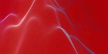 Gelecekçi nokta dalgası. Soyut dijital parçacık dalgası. Teknoloji geçmişi. Renkli müzik dalgası. Hafif arkaplan. Yumuşak, dalgalı kıvrımları olan dijital bir arkaplan. 3B görüntüleme.