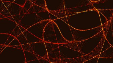 Noktaları ve çizgileri birleştiren soyut bir arkaplan. Sinirsel bağlantılar. Ağ bağlantısı yapısı. Dokuma efekti. 3B soyut vektör çizimi.