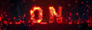 Binary algorithm, data code, decryption and encoding. Digital age. Cyberpunk ON Text Animation. clipart svg vector 