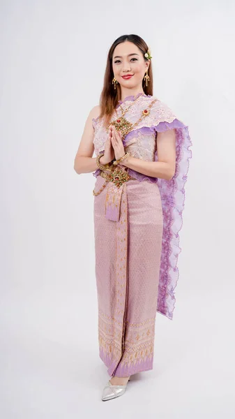 Femme Asiatique Portant Typique Robe Traditionnelle Thaïlandaise Avec Identité Culture — Photo