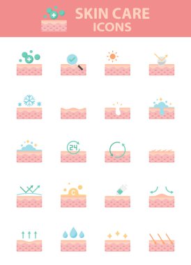 Cilt bakımı ikonları, üst deri, güzellik, cilt bakımı