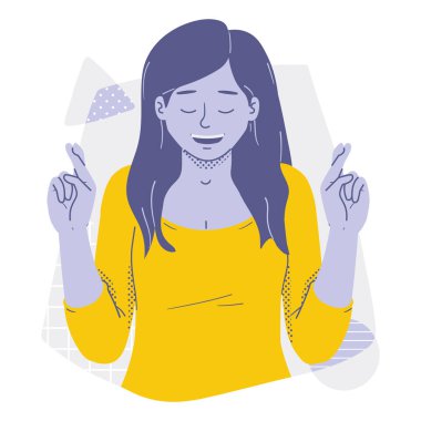 Kadin sans resimlerini uman parmaklarini çapraz yapar.