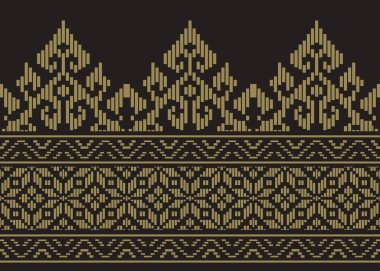 Geleneksel batik model vektör çizimi. Batik motifler, Malay şarkı bezi, giysi motifleri, arka plan, süslemeler, halı, örgü, nakış stili vs. için elverişli.