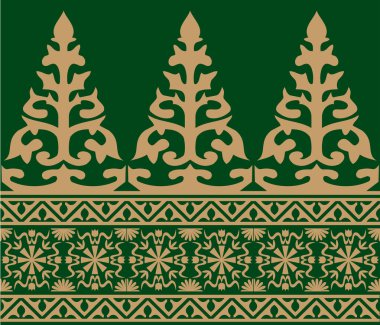 Endonezya Riau Malay batik motifinin vektör illüstrasyonu. Batik motifler, Malay şarkı bezi, giysi motifleri, arka plan, süslemeler, halı, örgü, nakış stili vs. için elverişli.