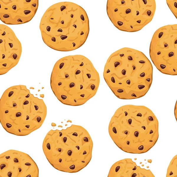 Motif Avec Des Cookies Avec Des Pépites Chocolat Sur Fond — Image vectorielle
