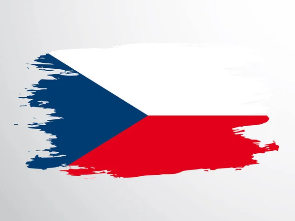Cseh Köztársaság Zászlója Ecsettel Kézzel Rajzolva Cseh Köztársaság Vektorlobogója — Stock Vector