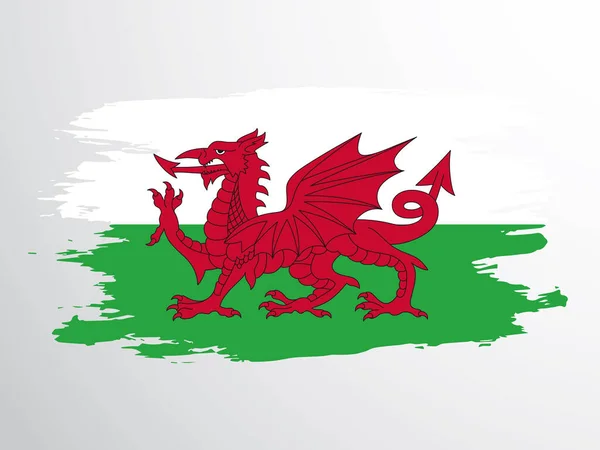 Drapeau Vectoriel Pays Galles Peint Pinceau Drapeau Pays Galles — Image vectorielle