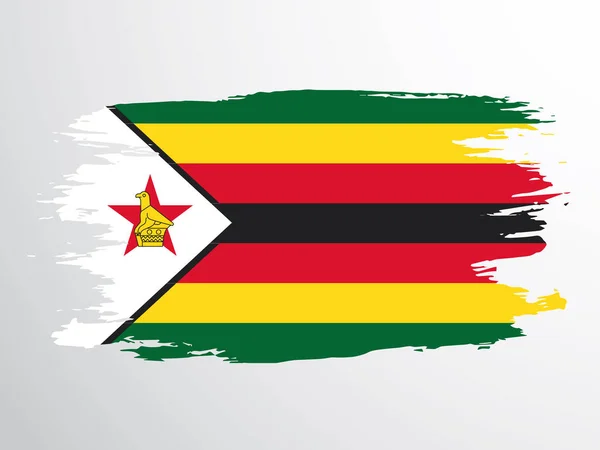 Zimbabwe Vektorzászlaját Ecsettel Rajzolták Zimbabwe Vektorlobogója — Stock Vector