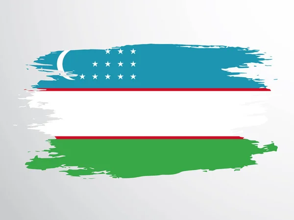 Üzbegisztán Ecset Vektor Zászlója Üzbegisztán Vektorlobogója — Stock Vector