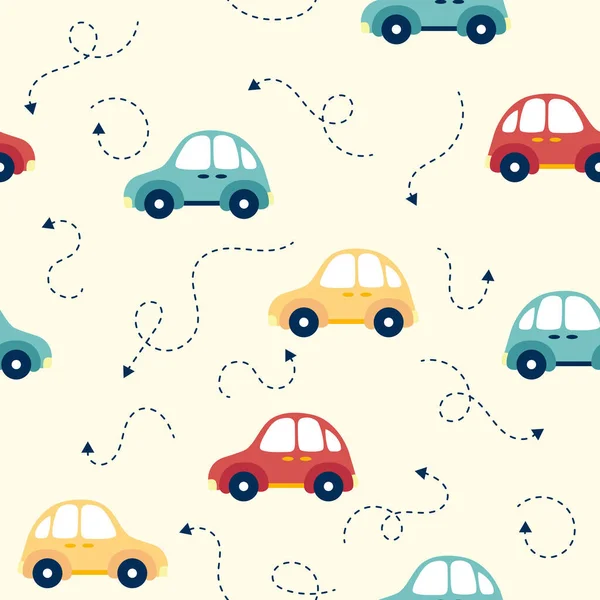 stock vector Vector children's pattern with cars and arrows. Vector cars for children's clothes, wallpapers, packaging.