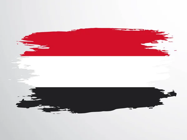 Flagge Des Jemen Mit Pinsel Bemalt Jemena Vektorfahne — Stockvektor