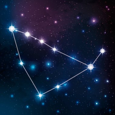 Capricornus takımyıldızı gece gökyüzü vektör görüntüsünde. Zodiac takımyıldızlarından biri..