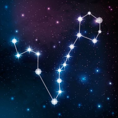 Gece gökyüzü vektör görüntüsünde Balık takımyıldızı. Zodiac takımyıldızlarından biri..