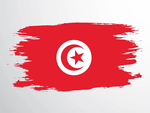 Mit Pinsel Bemalte Tunesische Flagge Vektorfahne Von Tunesien — Stockvektor