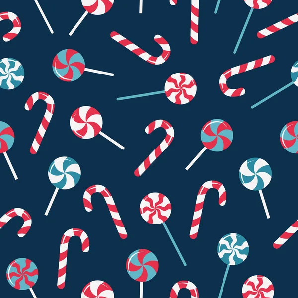 Pattern Lollipops Dark Background Pattern Candies Stick — Stock Vector
