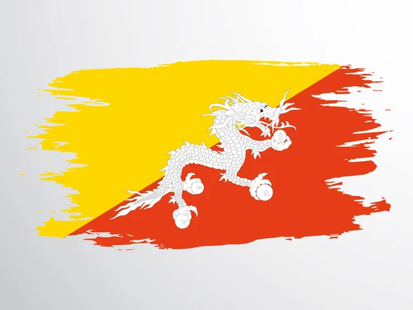 부탄의 깃발은 붓으로 색칠되어 플래그 — 스톡 벡터