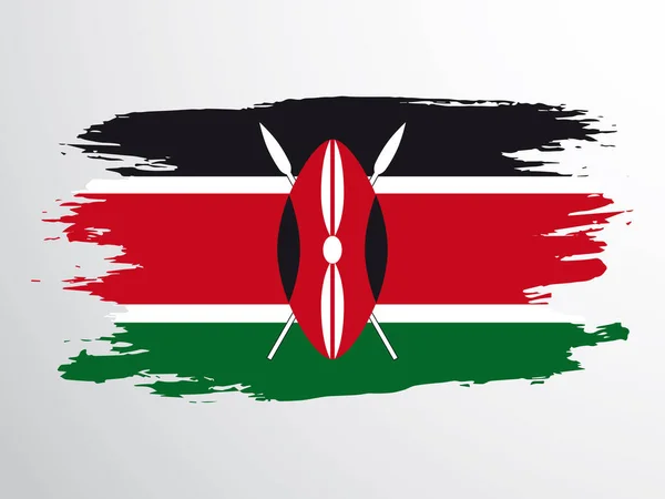 Vlag Van Kenia Geschilderd Met Een Borstel Vectorvlag Kenia — Stockvector
