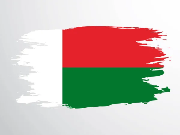 Zászló Madagaszkár Kézzel Rajzolt Ecset Madagaszkár Vektorlobogója — Stock Vector