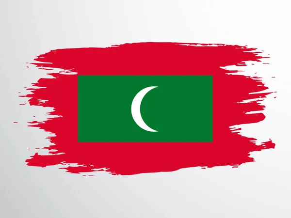 Bandiera Delle Maldive Dipinta Con Pennello Bandiera Vettoriale Delle Maldive — Vettoriale Stock