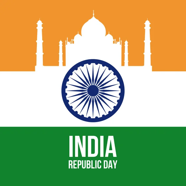 Flagge Indiens Tag Der Indischen Republik Taj Mahal Auf Dem — Stockvektor