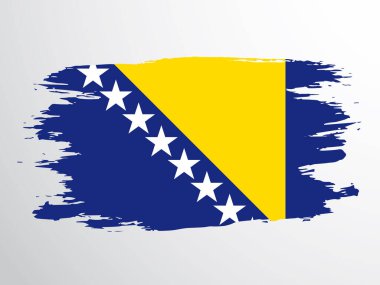 Bosna-Hersek bayrağı bir fırçayla boyanmış. Bosna-Hersek Bayrağı.