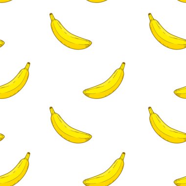 Vector repeating background with bananas on a white background. Vector wallpaper with banana