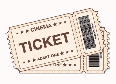 Vector drawing of a cinema ticket. Cinema ticket icon.