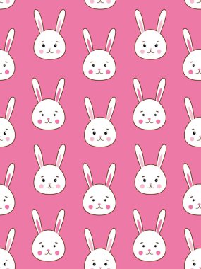 vector seamless pattern with cute rabbit.