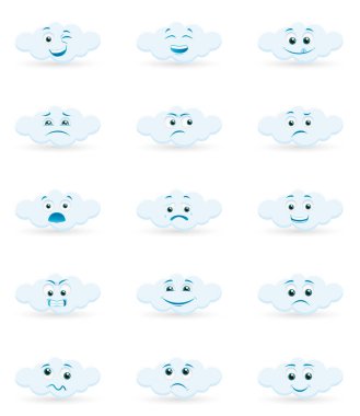 Yüzünde farklı duygular olan bir bulutun vektör çizimi