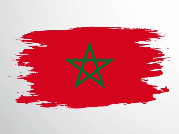 Σημαία Του Μαρόκου Ζωγραφισμένη Πινέλο Σημαία Μαρόκου Για Πανό Αναμνηστικά — Διανυσματικό Αρχείο