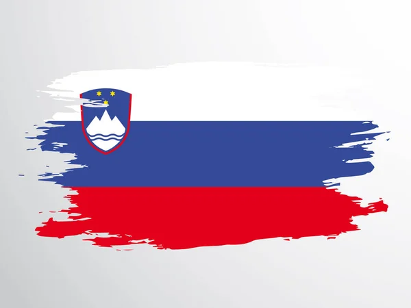 슬로베니아 공화국의 깃발은 붓으로 그렸다 슬로베니아 — 스톡 벡터