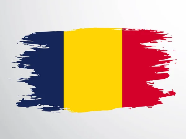 Bandera Vectorial República Del Chad Dibujada Con Pincel Bandera Vectorial — Vector de stock