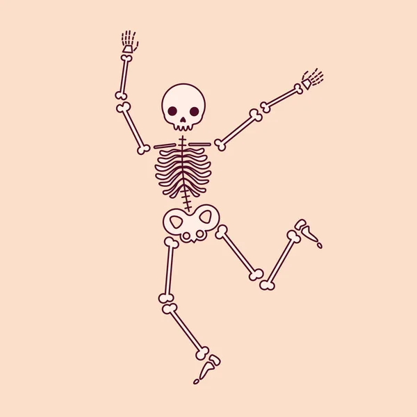 実行中の骨格のベクトル図面 Tシャツ ハロウィンの装飾のためのスケルトン図面 — ストックベクタ