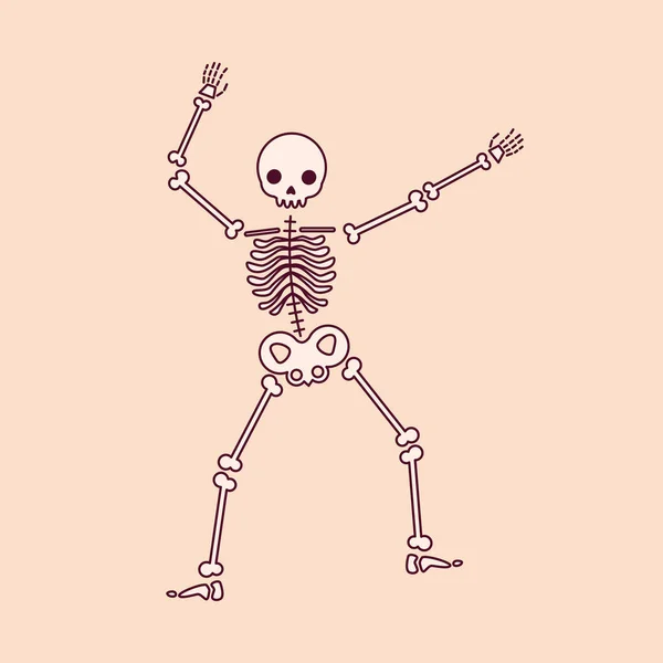 Desenho Vetorial Esqueleto Desenho Esqueleto Uma Pose Engraçada Para Halloween —  Vetores de Stock