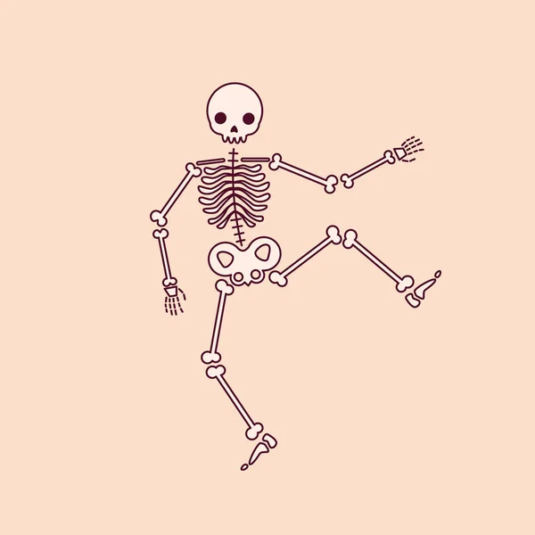 Rysunek Śmiesznego Szkieletu Jasnym Tle Szkielet Śmiesznej Pozie — Wektor stockowy