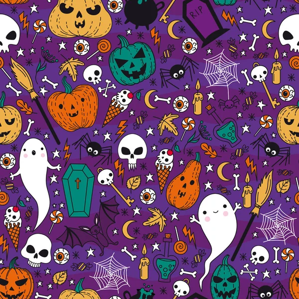 Patrón Con Dibujos Halloween Patrón Ropa Tela Embalaje Estilo Halloween — Vector de stock