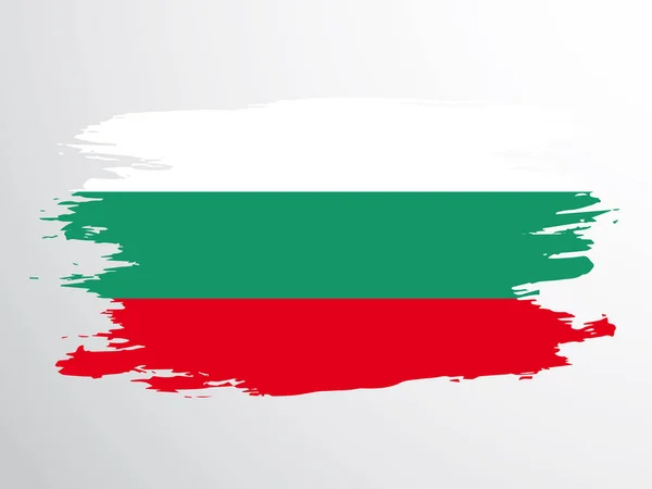 Flagga Bulgarien Målad Med Pensel Bulgariens Flagga — Stock vektor