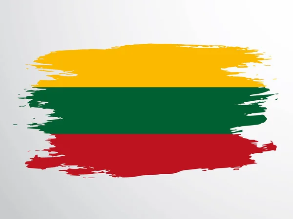 Bandera Lituana Pintada Con Pincel Bandera Lituania — Vector de stock
