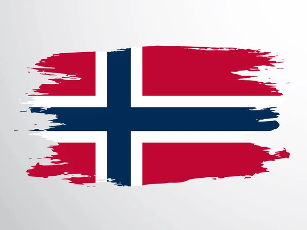 Флаг Норвегии Раскрашен Кистью Флаг Норвегии — стоковый вектор