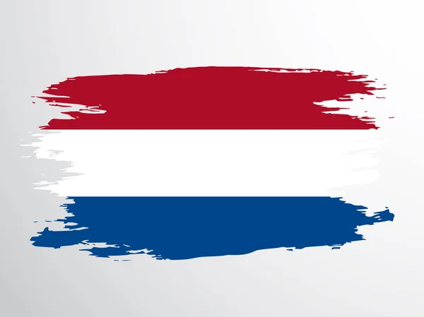 Bandeira Dos Países Baixos Pintada Com Pincel —  Vetores de Stock