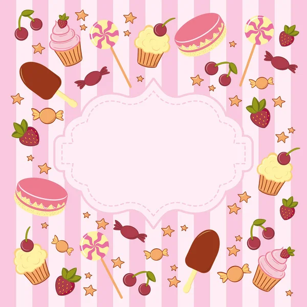 Fond Vectoriel Avec Des Bonbons Sweet Shop Signboard — Image vectorielle