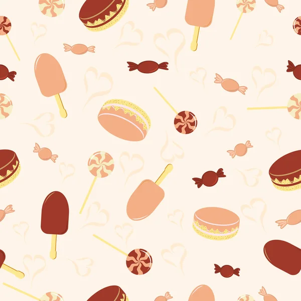 Fond Avec Bonbons Tarte Crème Glacée — Image vectorielle