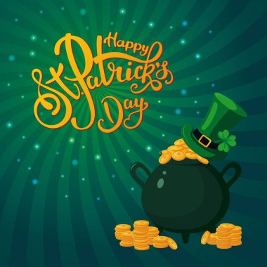 Poster to St. Patrick's Day. Vector pattern with gold and a hat for St. Patrick's day.