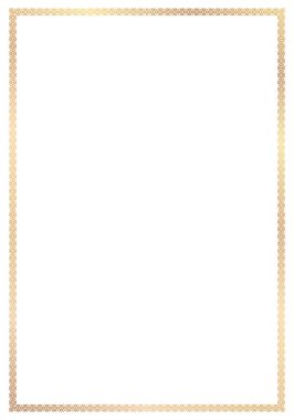 Golden ornamental frame. Vintage gold frame for certificate, letterhead, invitation.