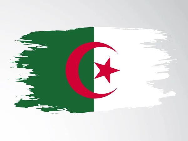 Algerien Fahne Mit Pinsel Bemalt Algerien Vektorfahne — Stockvektor