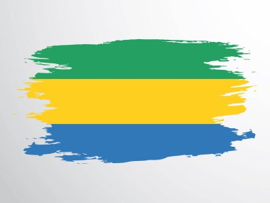Gabon 'un fırça vektör bayrağı. Gabon vektör bayrağı.