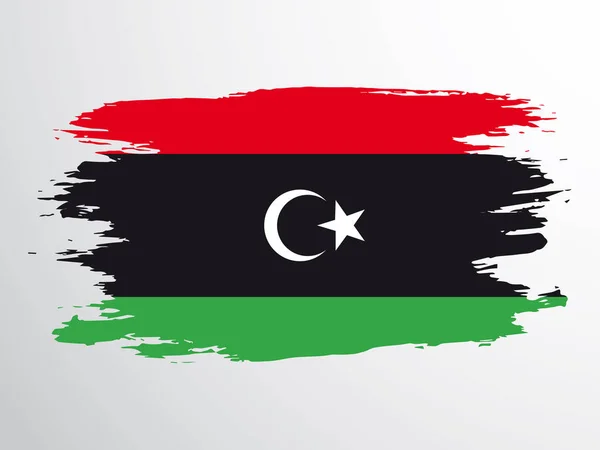 Vektor Flagge Libyens Mit Pinsel Bemalt Libua Vektorfahne — Stockvektor
