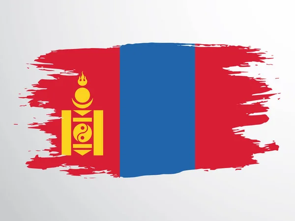 Bandeira Vetorial Mongólia Desenhada Com Pincel Bandeira Vetorial Mongólia — Vetor de Stock